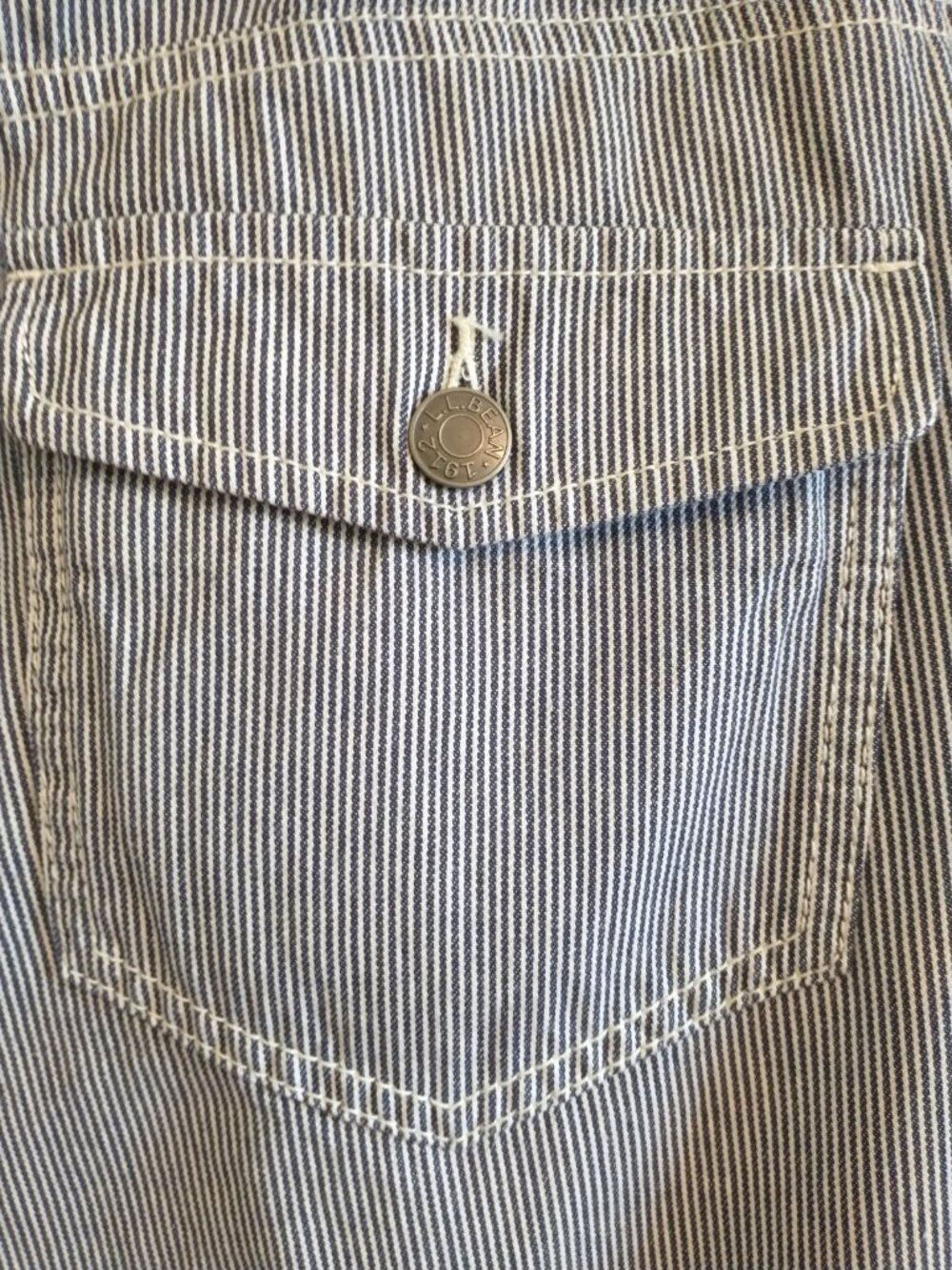 L.L. Bean Pants Women's Blue White Pinstripe Straight Wider Leg High Rise - 16 - Picture 6 of 8